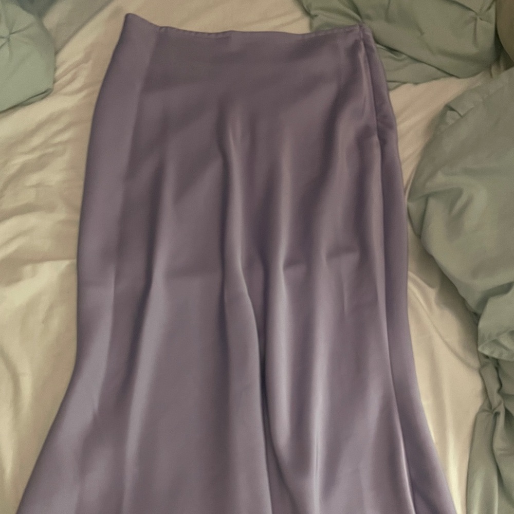 purple silk maxi skirt with flare at bottom